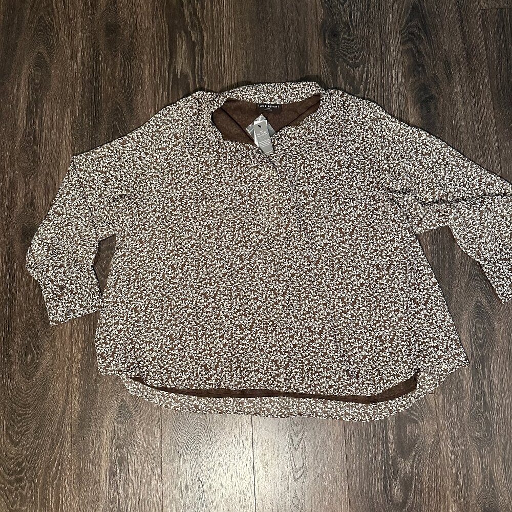 Lane Bryant brown floral chiffon blouse - NWT